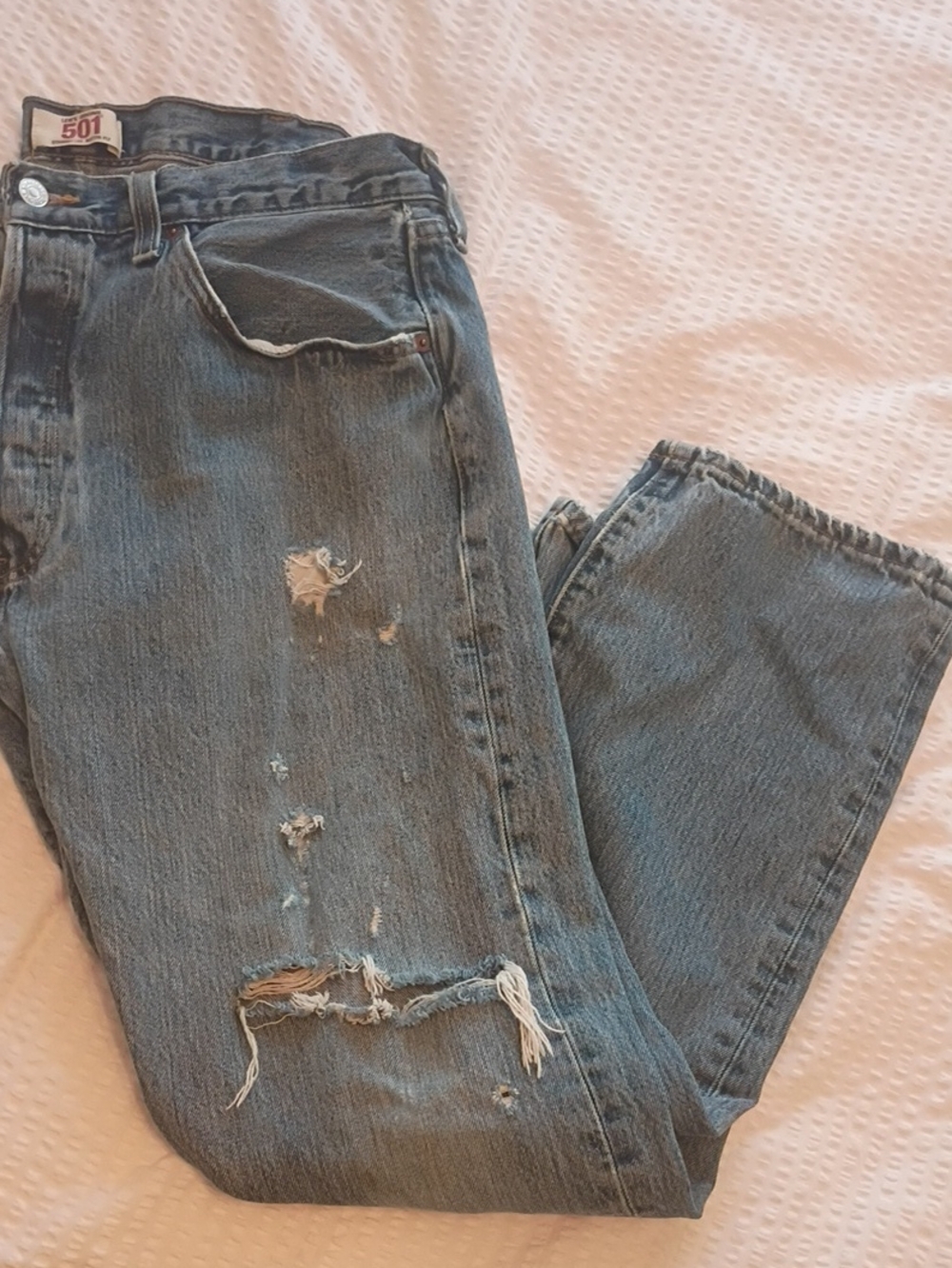Levi's Men's Distressed 501 Straight Leg Button Fly Jeans